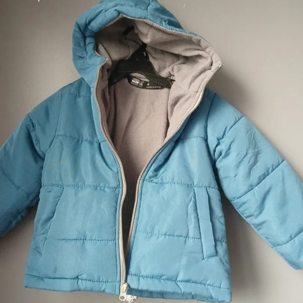 Kids Light Blue Hooded Puffer Jacket by The North Face